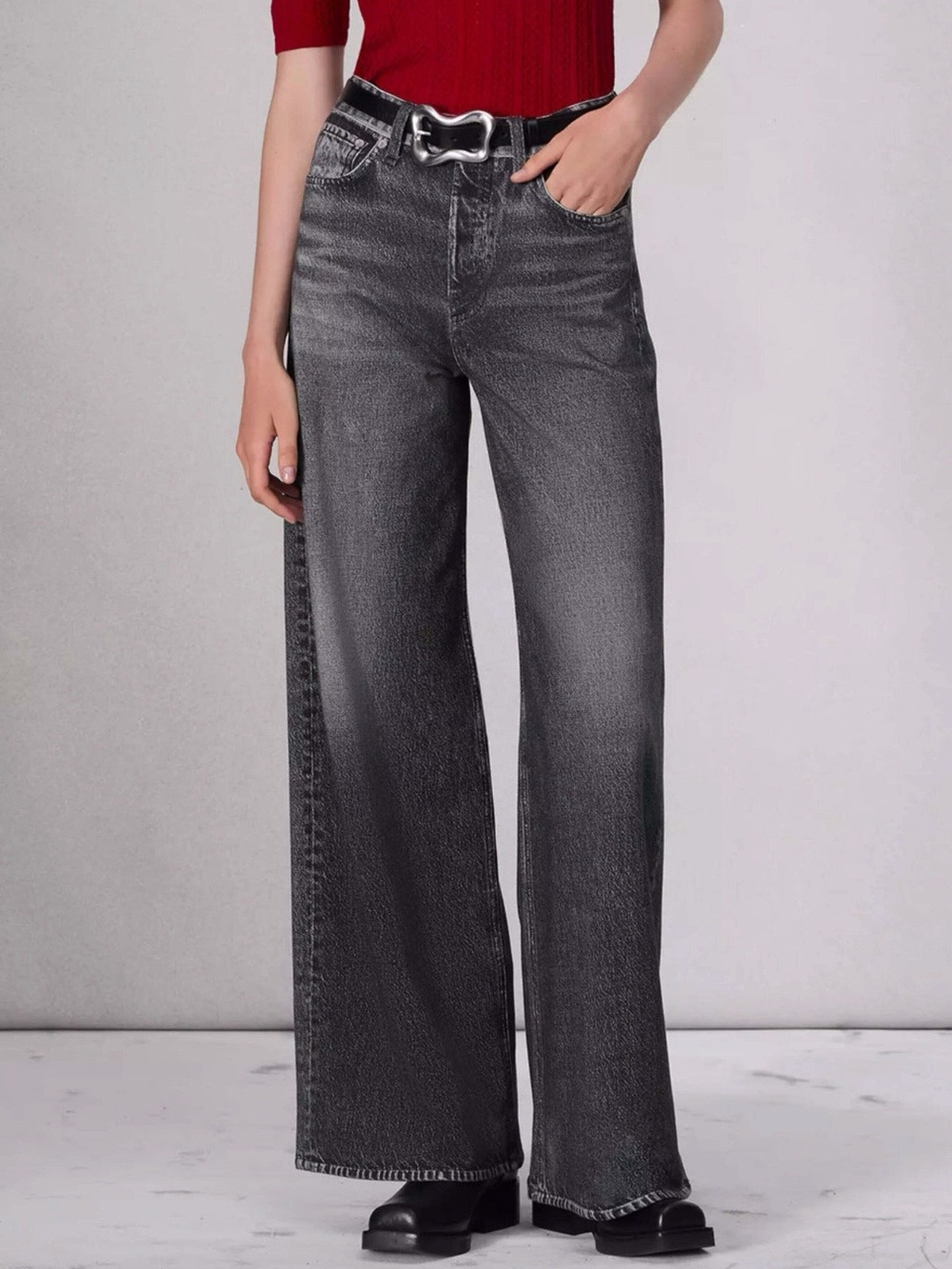 Rag & Bone Miramar Sofie Wide Leg Pant Jeans Washed Black
